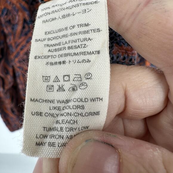 Free People Kimono Cardigan Womens Small Black Paisley Open Front Boho Duster - Picture 12 of 13